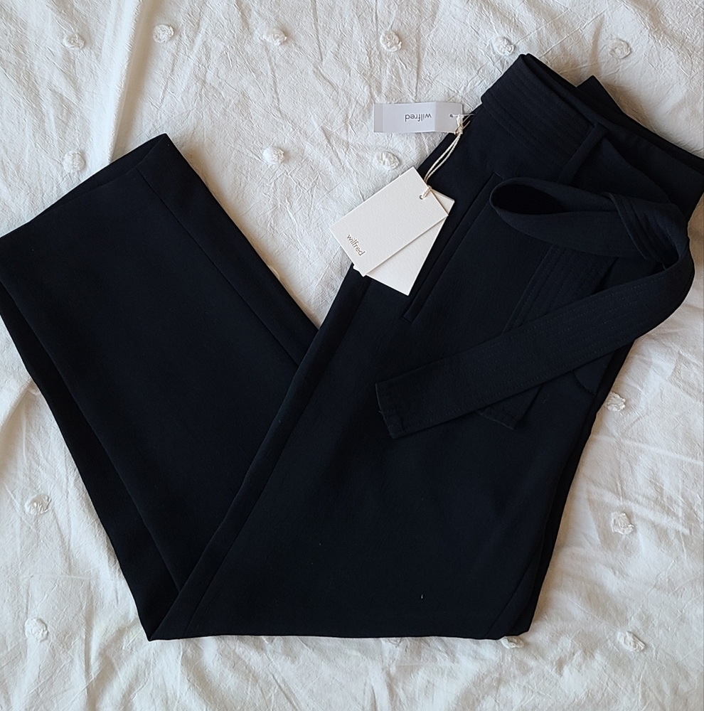 NWT aritzia wilfred tie-front pant black size 2